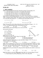 Đề thi giữa học kì 1 môn Vật lí lớp 10 năm 2020-2021 có đáp án - Trường THPT Phan Ngọc Hiển