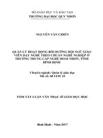 Quản lý hoạt động bồi dưỡng đội ngũ giáo viên dạy nghề theo chuẩn nghề nghiệp ở trường trung cấp nghề hoài nhơn, tỉnh bình định 