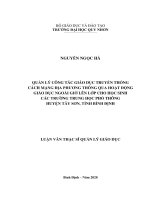 Quản lý công tác giáo dục truyền thống cách mạng địa phương thông qua hoạt động giáo dục ngoài giờ lên lớp cho học sinh các trường trung học phổ thông huyện tây sơn, tỉnh bình định 