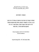Quản lý hoạt động đánh giá học sinh theo định hướng phát triển năng lực ở các trường tiểu học huyện tuy phước, tỉnh bình định 