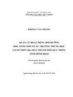 Quản lý hoạt động bồi dưỡng học sinh giỏi ở các trường trung học cơ sở trên địa bàn thành phố quy nhơn, tỉnh bình định 