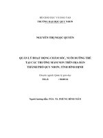 Quản lý hoạt động chăm sóc, nuôi dưỡng trẻ tại các trường mầm non trên địa bàn thành phố quy nhơn, tỉnh bình định 