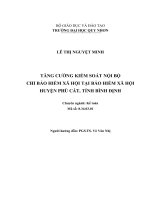 Tăng cường kiểm soát nội bộ chi bảo hiểm xã hội tại bảo hiểm xã hội huyện phù cát, tỉnh bình định 
