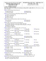 Đề thi giữa học kì 1 môn Địa lí lớp 8 năm 2020-2021 có đáp án - Trường THCS Ngô Gia Tự
