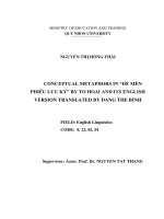 Conceptual metaphors in dế mèn phiêu lưu ký by to hoai and its english version translated by dang the binh 