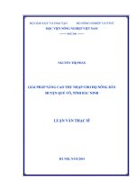 Giải pháp nâng cao thu nhập cho hộ nông dân huyện quế võ, tỉnh bắc ninh 