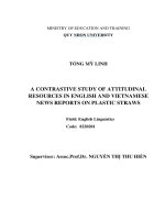 A contrastive study of attitudinal resources in english and vietnamese news report towards plastic straws 