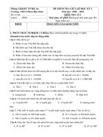 Đề thi giữa học kì 1 môn Địa lí lớp 6 năm 2020-2021 có đáp án - Trường THCS Phan Bội Châu