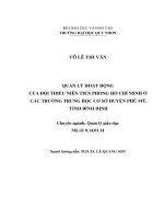 Quản lý hoạt động của đội thiếu niên tiền phong hồ chí minh ở các trường trung học cơ sở huyện phù mỹ, tỉnh bình định 