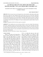 Vấn đề dạy học kỹ năng mềm cho sinh viên trường Đại học Văn Lang trong bối cảnh hiện nay
