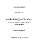 Quản lý hoạt động tự đánh giá trong kiểm định chất lượng giáo dục ở các trường trung học cơ sở huyện hoài ân, tỉnh bình định 
