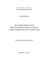 Hoàn thiện phương pháp tính giá thành sản phẩm tại công ty cổ phần thương mại sản xuất duyên hải 