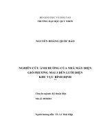 Nghiên cứu ảnh hưởng của nhà máy điện gió phương mai 3 đến lưới điện khu vực bình định 