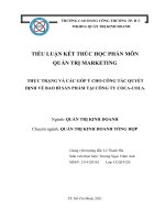 THỰC TRẠNG và các góp ý CHO CÔNG tác QUYẾT ĐỊNH về BAO bì sản PHẨM tại CÔNG TY COCA COLA 