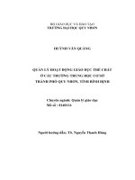 Quản lý hoạt động giáo dục thể chất ở các trường trung học cơ sở thành phố quy nhơn, tỉnh bình định 