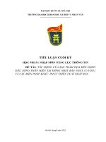 TIỂU LUẬN NHẬP MÔN NĂNG LỰC THÔNG TIN TÁC ĐỘNG CỦA ĐẠI THẢM HỌA KÉP ĐỘNG ĐẤT, SÓNG THẦN MIỀN TẠI ĐÔNG NHẬT BẢN NGÀY 1132011 VÀ CÁC BIỆN PHÁP KHẮC  PHỤC THIÊN TAI Ở NHẬT BẢN