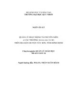 Quản lý hoạt động tổ chuyên môn ở các trường trung học cơ sở trên địa bàn huyện tây sơn, tỉnh bình định 