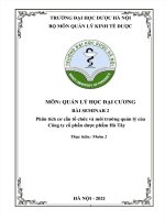 Phân tích cơ cấu tổ chức và môi trường quản lý của công ty cổ phần dược phẩm hà tây