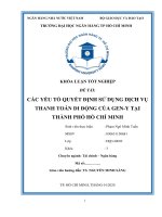 Các yếu tố ảnh hưởng đến quyết định sử dụng dịch vụ thanh toán di động của gen y tại thành phó hồ chí minh 