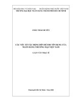 Các yếu tố tác động đến rủi ro tín dụng của ngân hàng thương mại việt nam  luận văn thạc sĩ tài chính ngân hàng  châu thảo duyên lê thị anh đào người hướng dẫn khoa học 