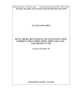 Quản trị rủi ro tín dụng tại ngân hàng nông nghiệp và phát triển nông thôn việt nam chi nhánh củ chi  luận văn thạc sĩ tài chính ngân hàng  lê ngọc kiều diễm lê thanh ngọc người hướng dẫn khoa học 