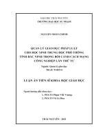 Quản lý giáo dục pháp luật cho học sinh Trung học phổ thông tỉnh Bắc Ninh trong bối cảnh cách mạng công nghiệp lần thứ tư.