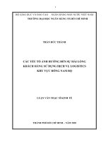 CÁC yếu tố ẢNH HƯỞNG đến sự hài LÒNG của KHÁCH HÀNG sử DỤNG DỊCH vụ LOGISTICS KHU vực ĐÔNG NAM bộ  LUẬN văn THẠC sĩ QUẢN TRỊ KINH DOANH  TRẦN đức THÀNH NGUYỄN văn THÍCH NGƯỜI HƯỚNG dẫn KHOA học 