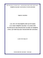 Các yếu tố ảnh hưởng đến quyết định lựa chọn trường đại học của sinh viên ngành quản trị kinh doanh tại một số trường công lập trên địa bàn thành phố hồ chí minh  luận văn thạc sĩ quản trị kinh doanh  dương thị 
