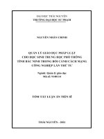 Tóm tắt: Quản lý giáo dục pháp luật cho học sinh Trung học phổ thông tỉnh Bắc Ninh trong bối cảnh cách mạng công nghiệp lần thứ tư.