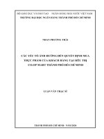 CÁC yếu tố ẢNH HƯỞNG đến QUYẾT ĐỊNH MUA THỰC PHẨM của KHÁCH HÀNG tại SIÊU THỊ CO OP MART THÀNH PHỐ hồ CHÍ MINH  LUẬN văn THẠC sĩ QUẢN TRỊ KINH DOANH 