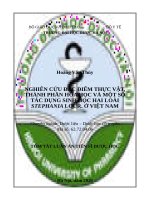 Tóm tắt: Nghiên cứu đặc điểm thực vật, thành phần hóa học và một số tác dụng sinh học hai loài Stephania Lour. ở Việt Nam.