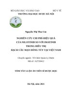 Tóm tắt luận án: Nghiên cứu chi phí  hiệu quả của nilotinib so với imatinib trong điều trị bạch cầu mạn dòng tủy tại việt Nam