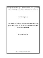 Ảnh hưởng của tăng trưởng tín dụng đến khả năng sinh lời của các ngân hàng thương mại cổ phần Việt Nam  Luận văn thạc sĩ tài chính ngân hàng