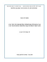 Các yếu tố ảnh hưởng tới rủi ro tín dụng tại các ngân hàng thương mại cổ phần Việt Nam  Luận văn thạc sĩ tài chính ngân hàng