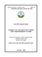 Tóm tắt: Nghiên cứu xây dựng quy trình tổng hợp berberin clorid.