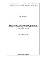 Hiệu quả hoạt động dịch vụ phi tín dụng tại ngân hàng thương mại cổ phần Phương Đông Chi nhánh Quận 4  Luận văn thạc sĩ tài chính ngân hàng