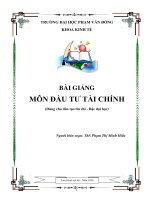Bài giảng Đầu tư tài chính - ĐH Phạm Văn Đồng