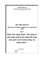 Kỹ năng tư vấn pháp luật là kỹ năng hỗn hợp bao gồm cả kỹ năng cứng, kỹ năng mềm