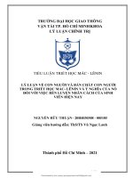LÝ LUẬN về CON NGƯỜI và bản CHẤT CON NGƯỜI TRONG TRIẾT học mác  LÊNIN và ý NGHĨA của nó đối với VIỆC rèn LUYỆN NHÂN CÁCH của SINH VIÊN HIỆN NAY 