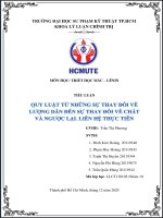 Quy luật chuyển hóa từ những sự thay đổi về lượng thành những sự thay đổi về chất và ngược lại và vận dụng quy luật này trong hoạt động thực tiễn 