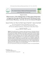 Hiệu quả của việc quản lý tương tác thuốc bất lợi trên bệnh nhân điều trị nội trú thông qua hệ thống cảnh báo tương tác thuốc khi kê đơn và hoạt động dược lâm sàng tại Bệnh viện