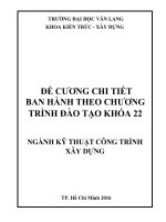 TRƯỜNG ĐẠI HỌC VĂN LANG. CHƯƠNG TRÌNH ĐÀO TẠO TRÌNH ĐỘ ĐẠI HỌC. NGÀNH ĐÀO TẠO: KỸ THUẬT CÔNG TRÌNH XÂY DỰNG