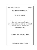Luận văn thạc sĩ Năng lực thực thi công vụ của công chức Văn phòng  Thống kê cấp xã tại Thành phố Mỹ Tho, tỉnh Tiền Giang