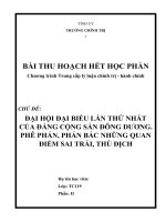 BÀI THU HOẠCH TCCTHC   đại hội đại BIỂU lần THỨ NHẤT của ĐẢNG CỘNG sản ĐÔNG DƯƠNG  PHÊ PHÁN, PHẢN bác NHỮNG QUAN điểm SAI TRÁI, THÙ ĐỊCH