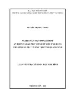 Luận văn thạc sĩ nghiên cứu một số giải pháp an toàn và bảo mật cơ sở dữ liệu ứng dụng cho sở giáo dục và đào tạo 