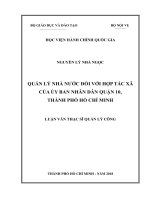Luận văn thạc sĩ Quản lý nhà nước đối với hợp tác xã của Ủy ban nhân dân quận 10, Thành phố Hồ Chí Minh
