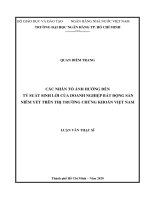 Các nhân tố ảnh hưởng đến tỷ suất sinh lời của doanh nghiệp bất động sản niêm yết trên thị trường chứng khoán việt nam  luận văn thạc sĩ tài chính ngân hàng 