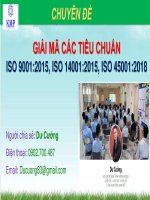 So sánh các tiêu chuẩn ISO 9001:2015, ISO 14001:2015, ISO 45001:2018