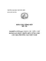 Nghiên cứu lựa chọn các tiêu chí đánh giá phát triển bền vững cho các địa phương việt nam 