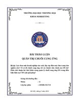 Lựa chọn một doanh nghiệp sản xuất, lắp ráp điện máy làm trọng tâm nghiên cứu? Vẽ sơ đồ chuỗi cung ứng với các thành viên chính của doanh nghiệp đó? Phân tích thuận lợi khó khăn trong quản lý chuỗi cung ứng doanh nghiệp này trong điều kiện hiện nay?